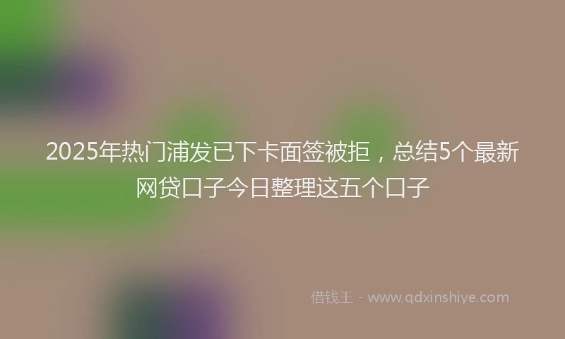 2025年热门浦发已下卡面签被拒，总结5个最新网贷口子今日整理这五个口子