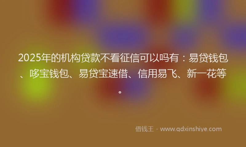 2025年的机构贷款不看征信可以吗有：易贷钱包、哆宝钱包、易贷宝速借、信用易飞、新一花等。