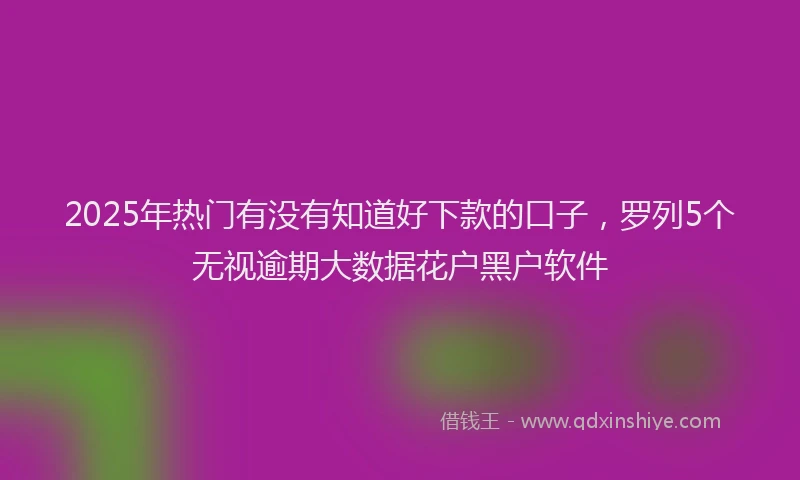 2025年热门有没有知道好下款的口子，罗列5个无视逾期大数据花户黑户软件