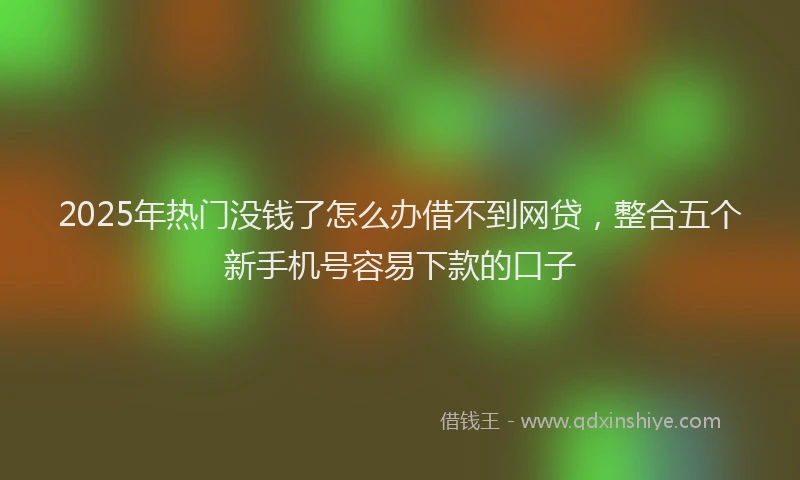 2025年热门没钱了怎么办借不到网贷，整合五个新手机号容易下款的口子