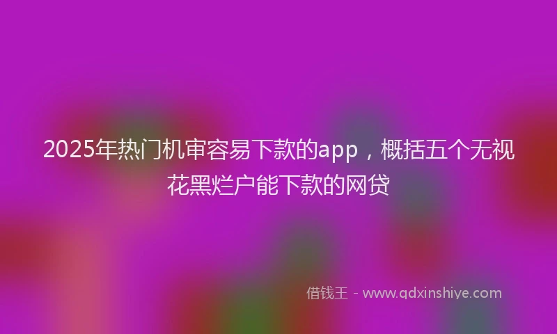 2025年热门机审容易下款的app，概括五个无视花黑烂户能下款的网贷