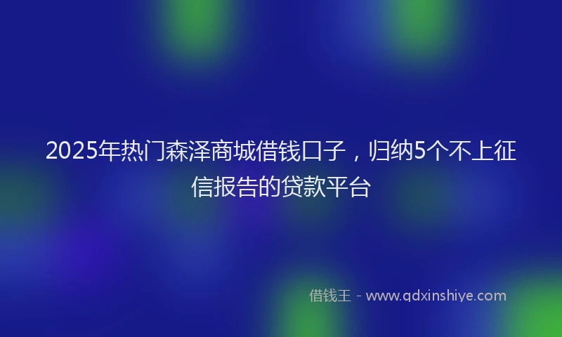 2025年热门森泽商城借钱口子,归纳5个不上征信报告的贷款平台