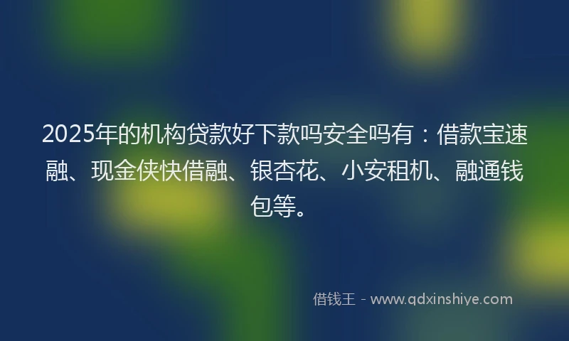 2025年的机构贷款好下款吗安全吗有：借款宝速融、现金侠快借融、银杏花、小安租机、融通钱包等。