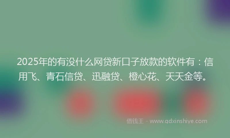 2025年的有没什么网贷新口子放款的软件有：信用飞、青石信贷、迅融贷、橙心花、天天金等。