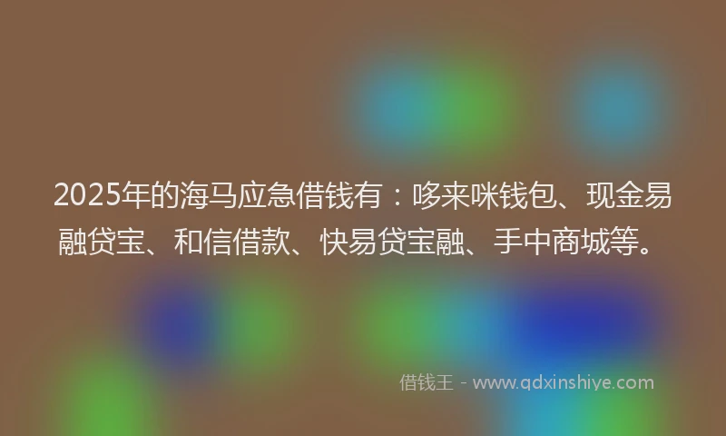 2025年的海马应急借钱有：哆来咪钱包、现金易融贷宝、和信借款、快易贷宝融、手中商城等。
