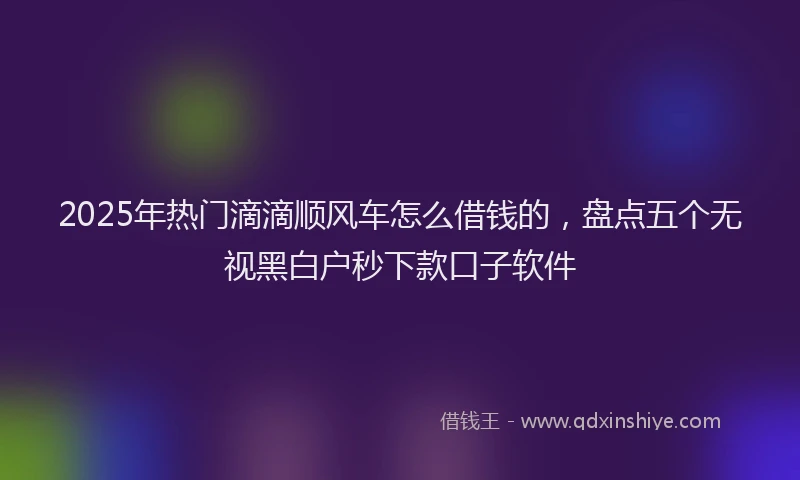 2025年热门滴滴顺风车怎么借钱的，盘点五个无视黑白户秒下款口子软件