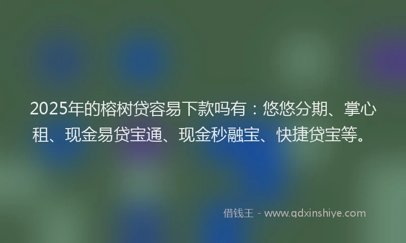 2025年的榕树贷容易下款吗有：悠悠分期、掌心租、现金易贷宝通、现金秒融宝、快捷贷宝等。