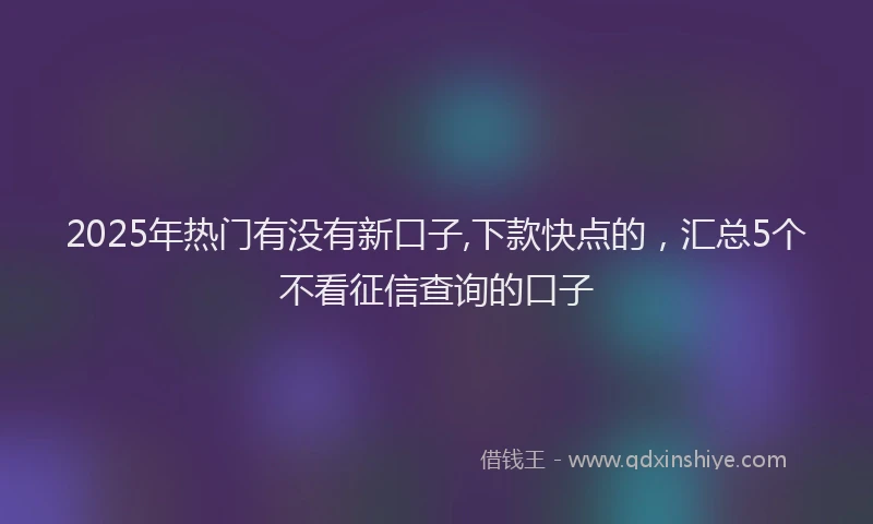 2025年热门有没有新口子,下款快点的,汇总5个不看征信查询的口子