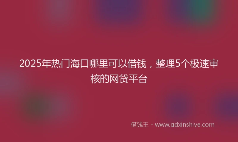 2025年热门海口哪里可以借钱，整理5个极速审核的网贷平台