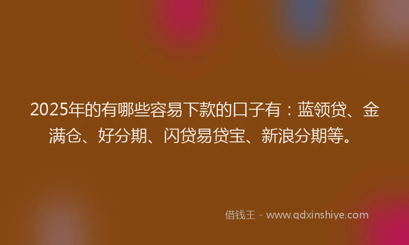 2025年的有哪些容易下款的口子有:蓝领贷、金满仓、好分期、闪贷易贷宝、新浪分期等。
