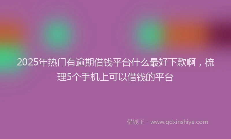 2025年热门有逾期借钱平台什么最好下款啊,梳理5个手机上可以借钱的平台