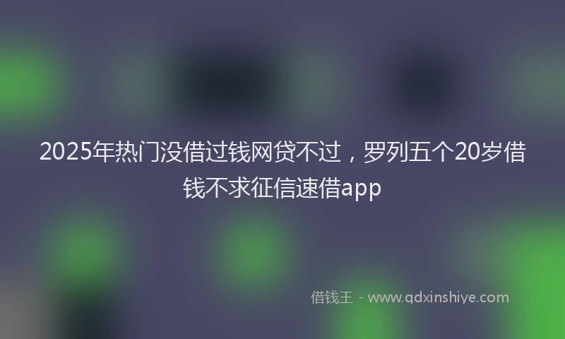2025年热门没借过钱网贷不过,罗列五个20岁借钱不求征信速借app