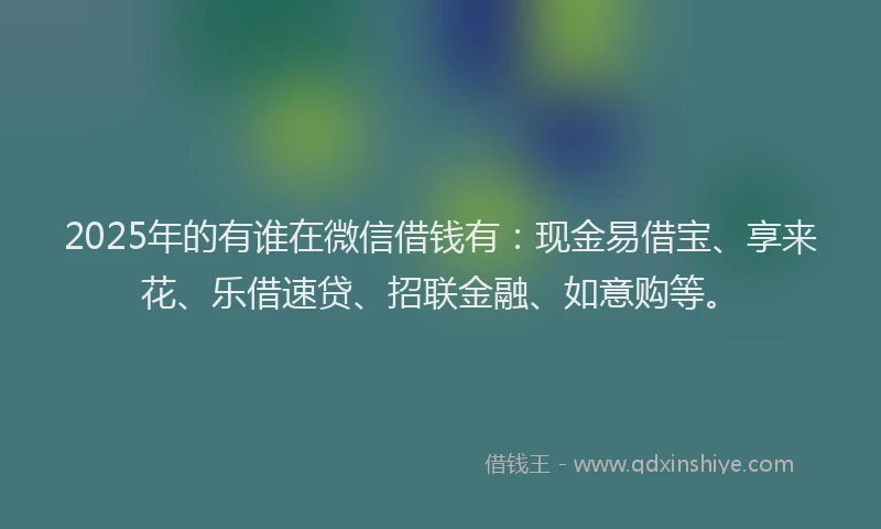 2025年的有谁在微信借钱有：现金易借宝、享来花、乐借速贷、招联金融、如意购等。