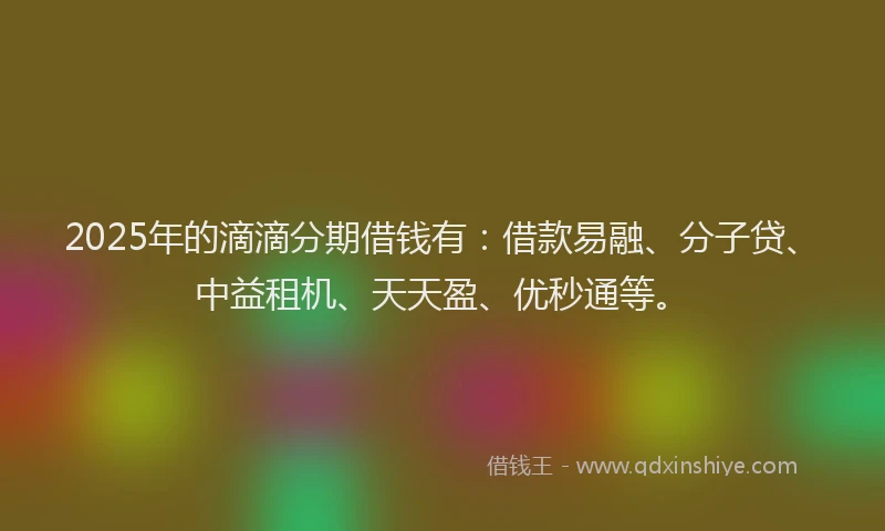 2025年的滴滴分期借钱有：借款易融、分子贷、中益租机、天天盈、优秒通等。