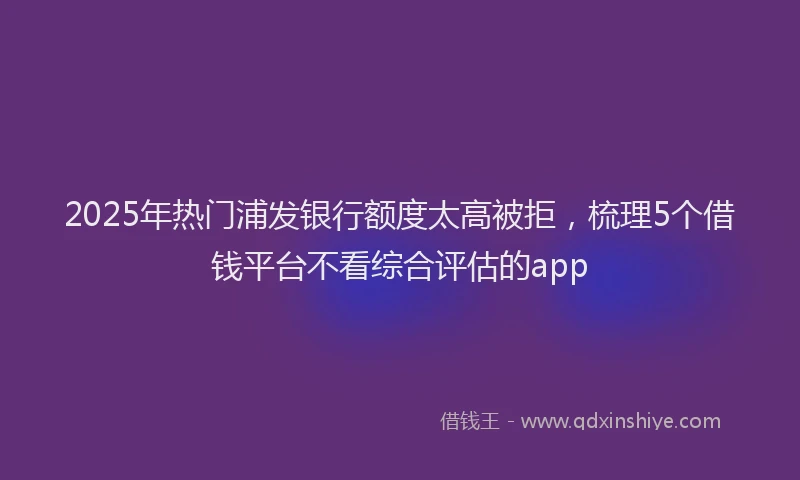 2025年热门浦发银行额度太高被拒,梳理5个借钱平台不看综合评估的app