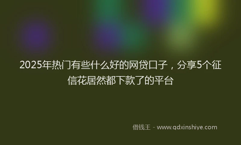 2025年热门有些什么好的网贷口子，分享5个征信花居然都下款了的平台