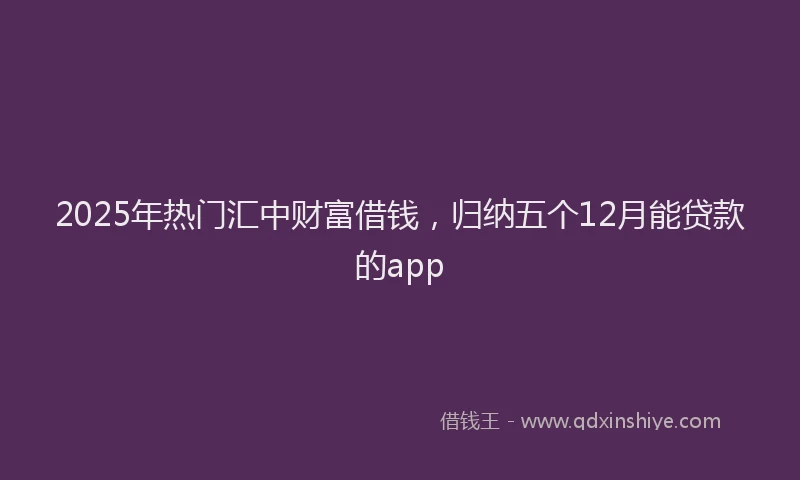 2025年热门汇中财富借钱，归纳五个12月能贷款的app