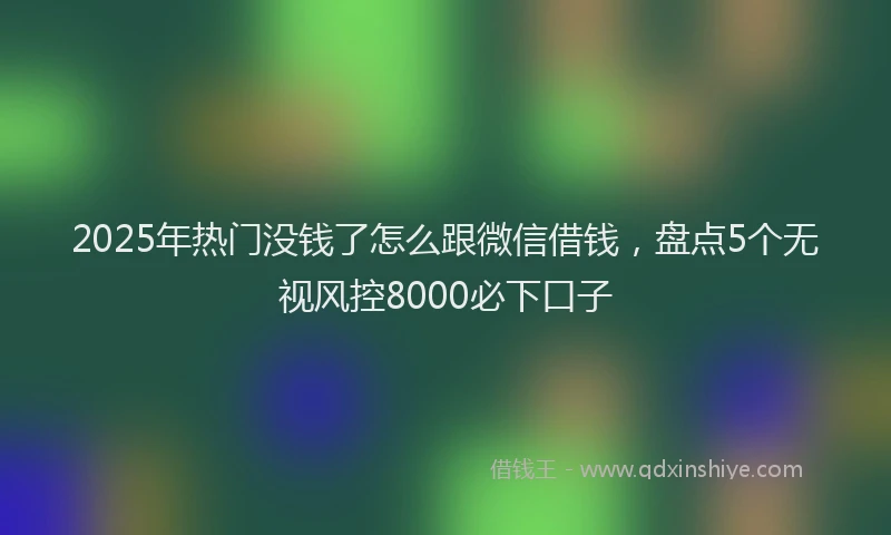 2025年热门没钱了怎么跟微信借钱,盘点5个无视风控8000必下口子