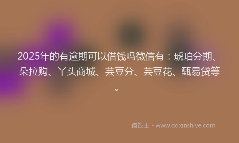 2025年的有逾期可以借钱吗微信有：琥珀分期、朵拉购、丫头商城、芸豆分、芸豆花、甄易贷等。