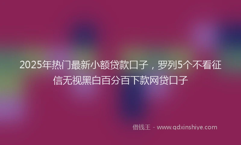 2025年热门最新小额贷款口子，罗列5个不看征信无视黑白百分百下款网贷口子