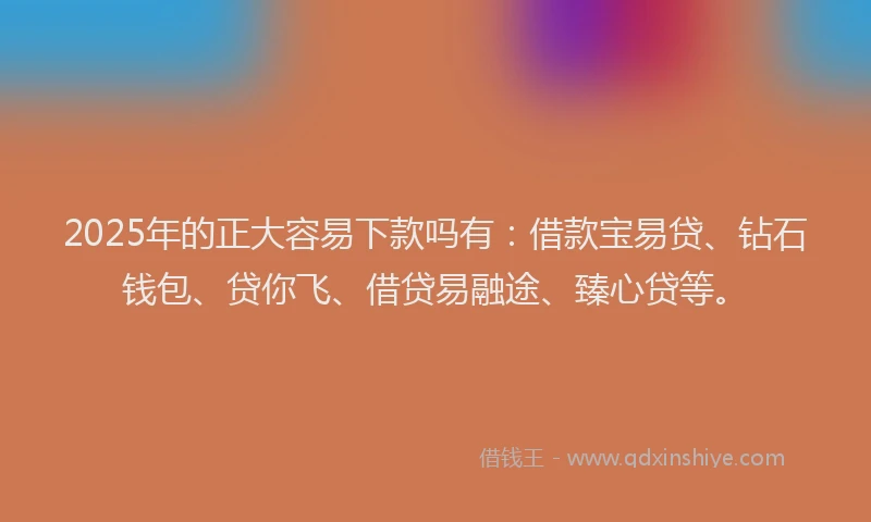 2025年的正大容易下款吗有：借款宝易贷、钻石钱包、贷你飞、借贷易融途、臻心贷等。