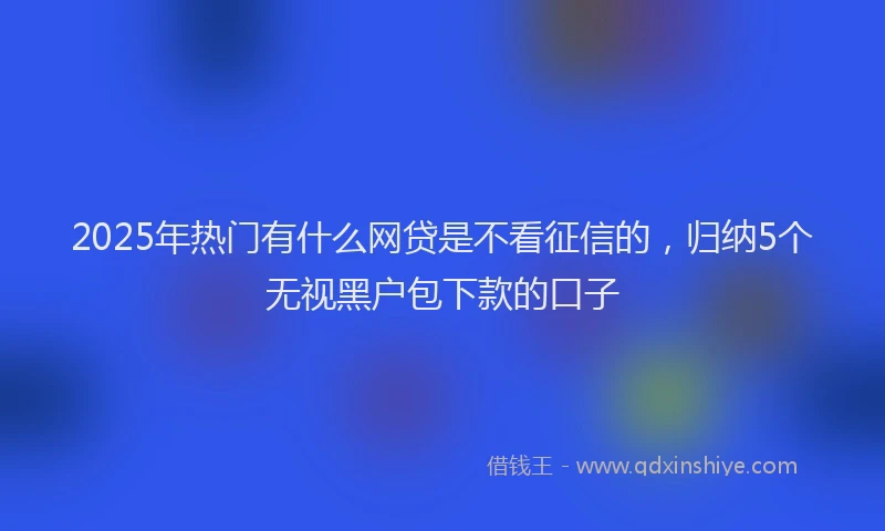 2025年热门有什么网贷是不看征信的，归纳5个无视黑户包下款的口子