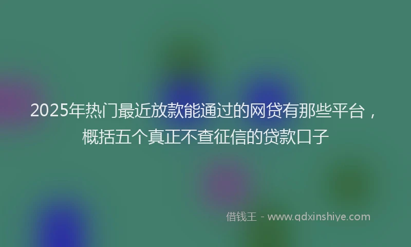 2025年热门最近放款能通过的网贷有那些平台，概括五个真正不查征信的贷款口子