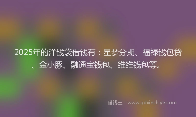 2025年的洋钱袋借钱有：星梦分期、福禄钱包贷、金小豚、融通宝钱包、维维钱包等。
