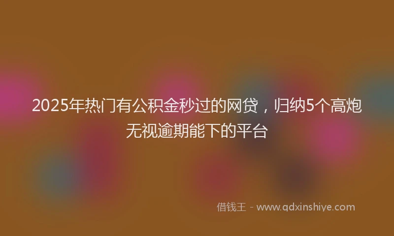 2025年热门有公积金秒过的网贷，归纳5个高炮无视逾期能下的平台