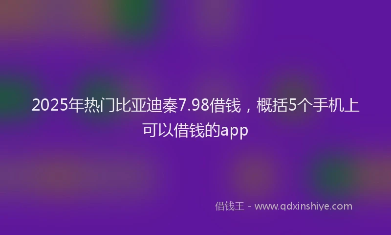 2025年热门比亚迪秦7.98借钱，概括5个手机上可以借钱的app
