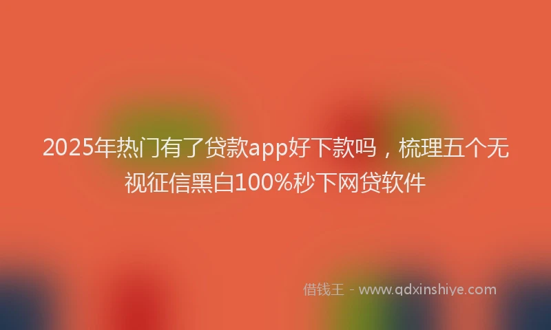 2025年热门有了贷款app好下款吗,梳理五个无视征信黑白100%秒下网贷软件