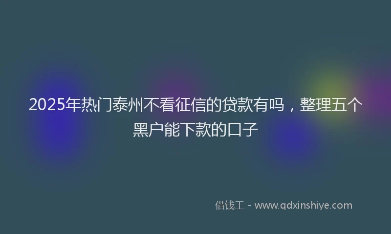 2025年热门泰州不看征信的贷款有吗，整理五个黑户能下款的口子