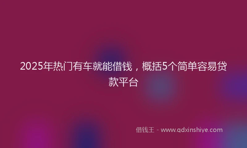 2025年热门有车就能借钱，概括5个简单容易贷款平台