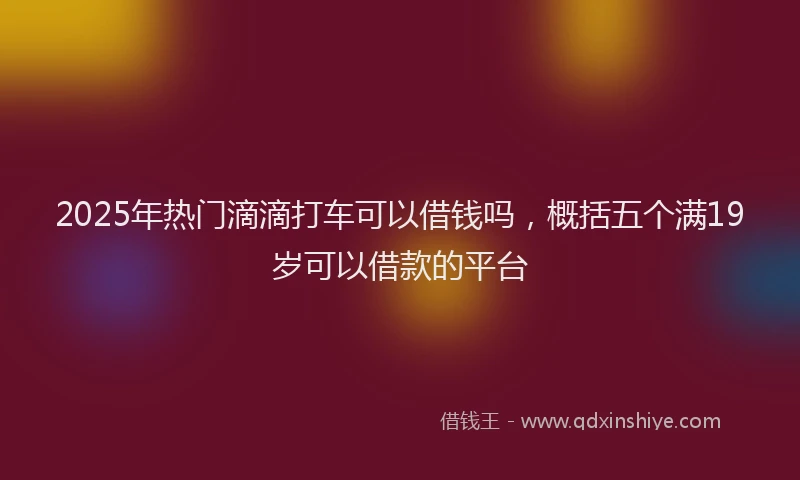 2025年热门滴滴打车可以借钱吗，概括五个满19岁可以借款的平台