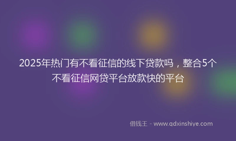 2025年热门有不看征信的线下贷款吗，整合5个不看征信网贷平台放款快的平台