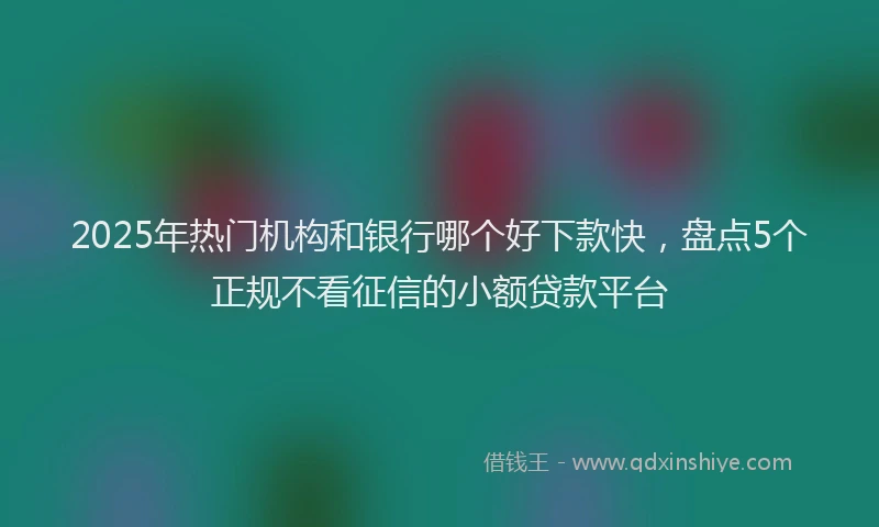 2025年热门机构和银行哪个好下款快，盘点5个正规不看征信的小额贷款平台