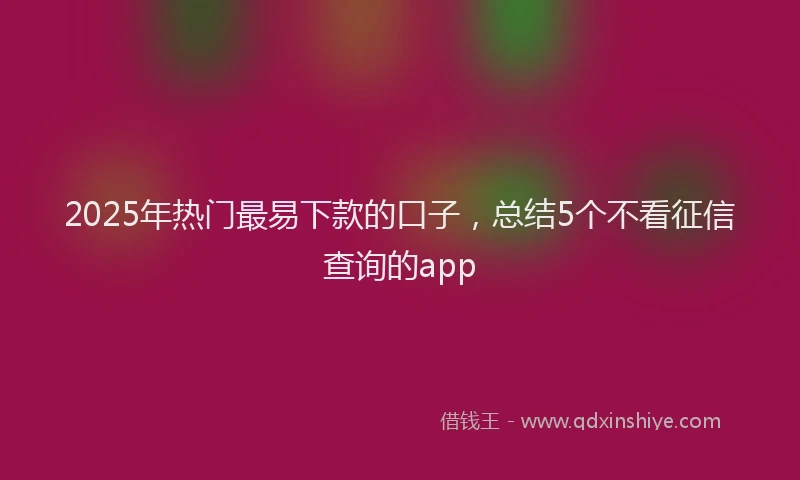 2025年热门最易下款的口子，总结5个不看征信查询的app