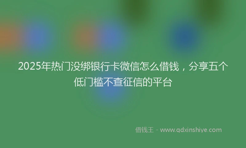 2025年热门没绑银行卡微信怎么借钱，分享五个低门槛不查征信的平台