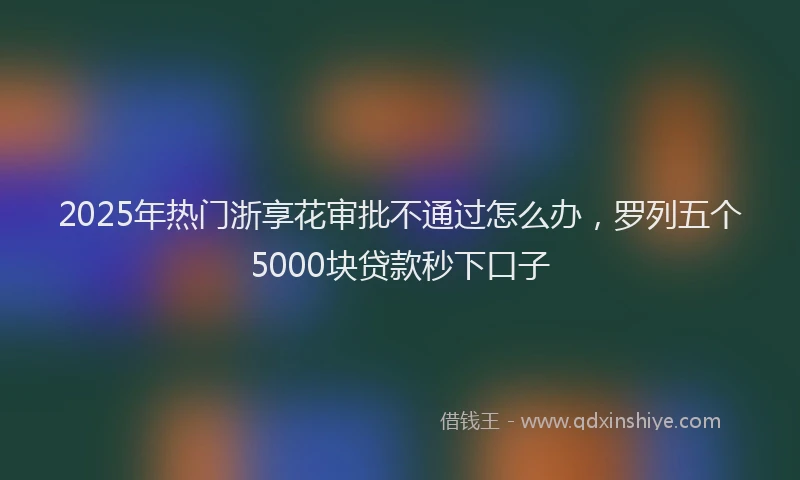 2025年热门浙享花审批不通过怎么办，罗列五个5000块贷款秒下口子
