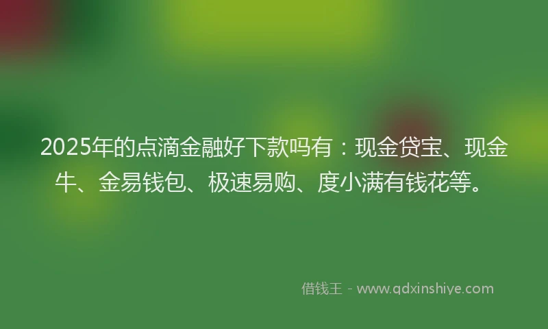 2025年的点滴金融好下款吗有：现金贷宝、现金牛、金易钱包、极速易购、度小满有钱花等。