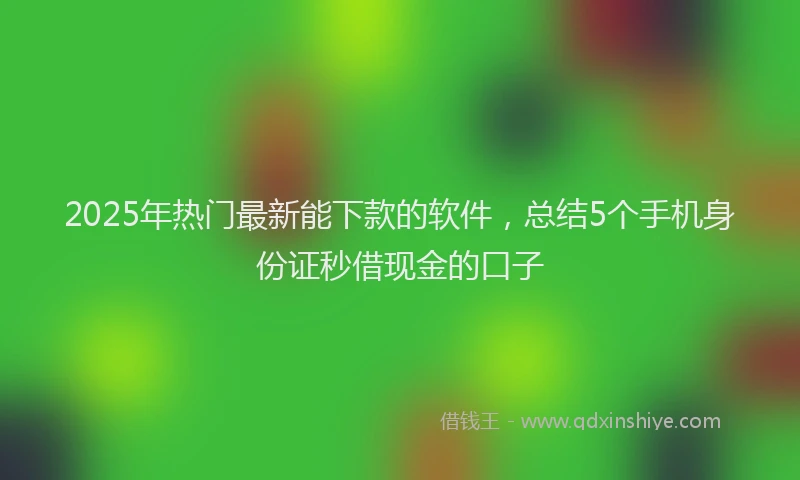 2025年热门最新能下款的软件，总结5个手机身份证秒借现金的口子
