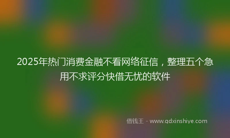 2025年热门消费金融不看网络征信，整理五个急用不求评分快借无忧的软件