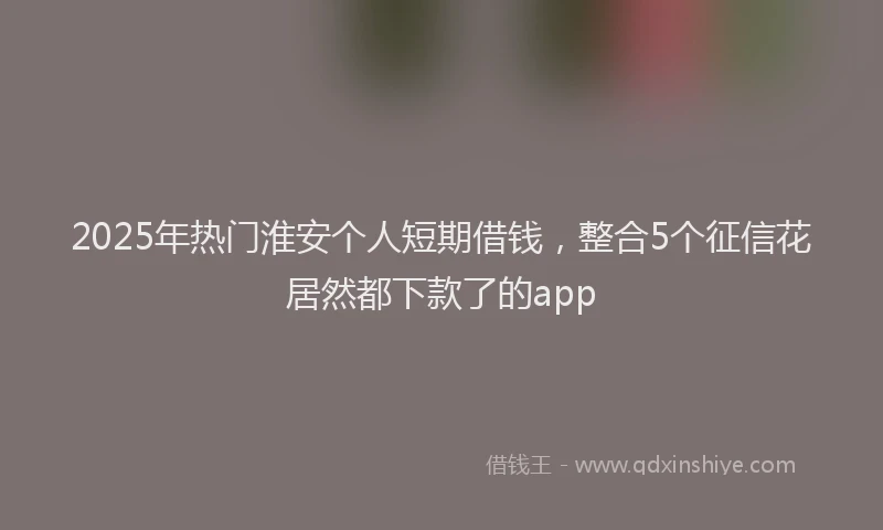 2025年热门淮安个人短期借钱，整合5个征信花居然都下款了的app