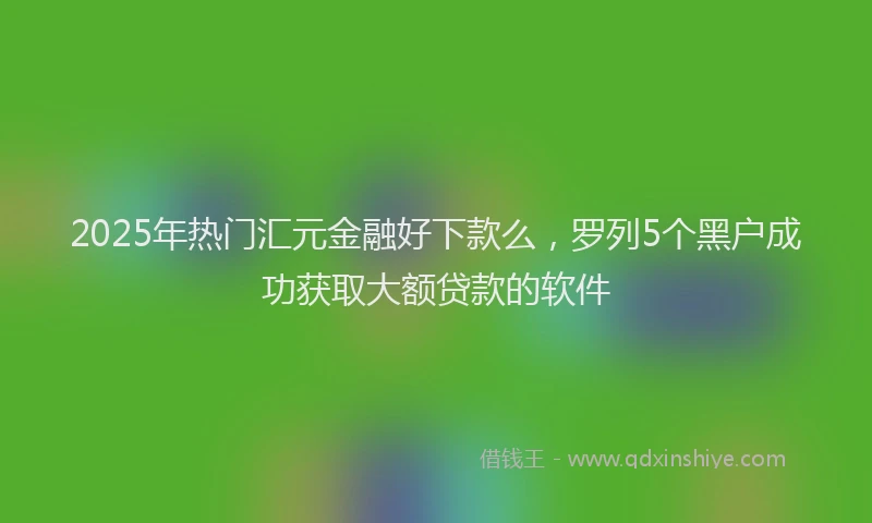 2025年热门汇元金融好下款么,罗列5个黑户成功获取大额贷款的软件