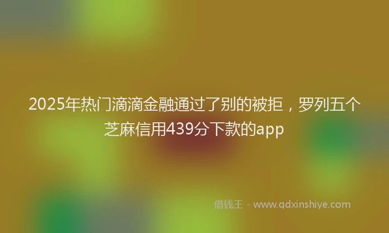 2025年热门滴滴金融通过了别的被拒，罗列五个芝麻信用439分下款的app