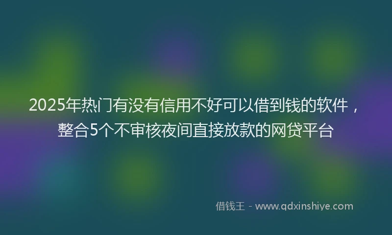 2025年热门有没有信用不好可以借到钱的软件，整合5个不审核夜间直接放款的网贷平台