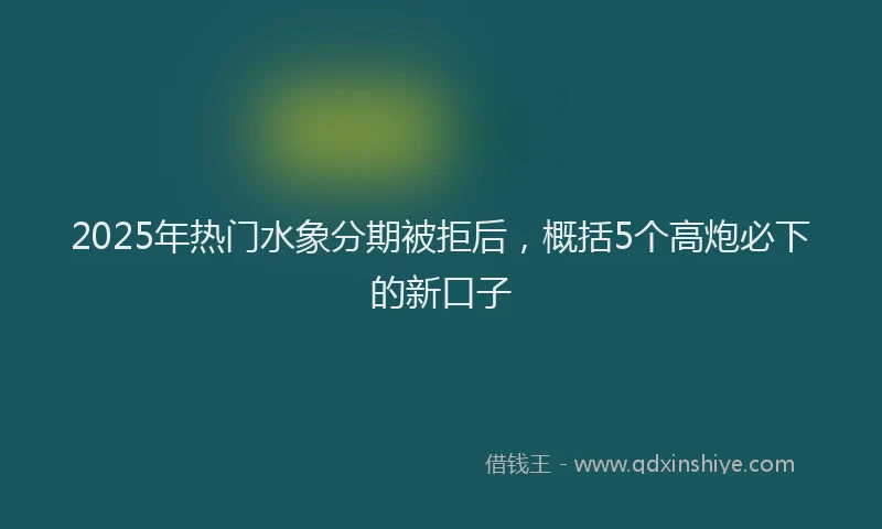 2025年热门水象分期被拒后，概括5个高炮必下的新口子