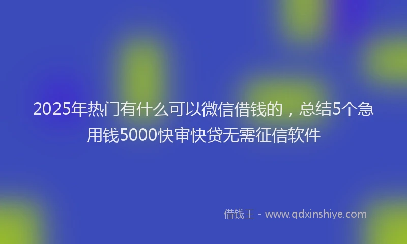 2025年热门有什么可以微信借钱的，总结5个急用钱5000快审快贷无需征信软件