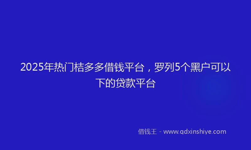 2025年热门桔多多借钱平台，罗列5个黑户可以下的贷款平台