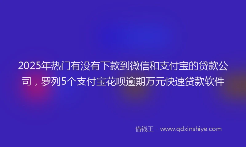 2025年热门有没有下款到微信和支付宝的贷款公司，罗列5个支付宝花呗逾期万元快速贷款软件